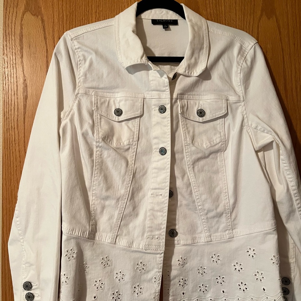 Talbots White Denim Jacket with Eyelet Detail